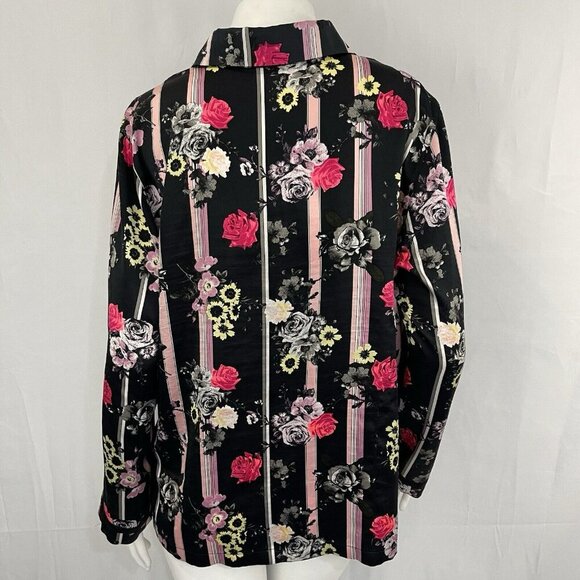 Victoria's Secret Women's Floral Satin Pj Pajama Set Shirt Pants Sz Medium Black - Picture 7 of 15